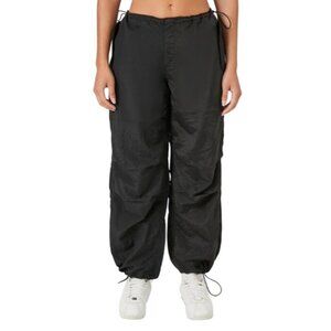 NEW‎ Almost Famous Black Nylon Parachute Pants Toggle Joggers, Size L
